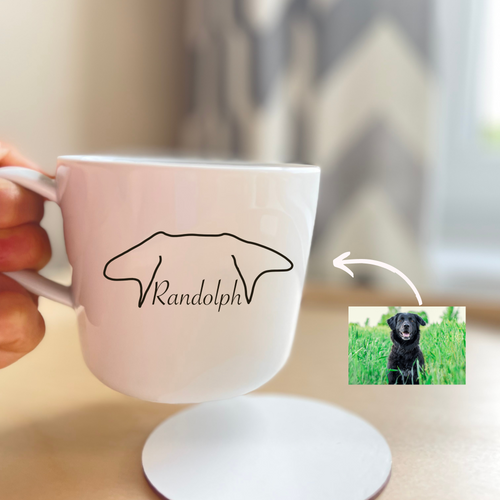 Line art personalised pet on mug, personalised ceramic mug, pet memorial gift