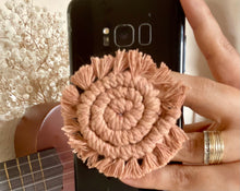 Load image into Gallery viewer, Handmade Macrame Spiral Phone Pop-Up Button
