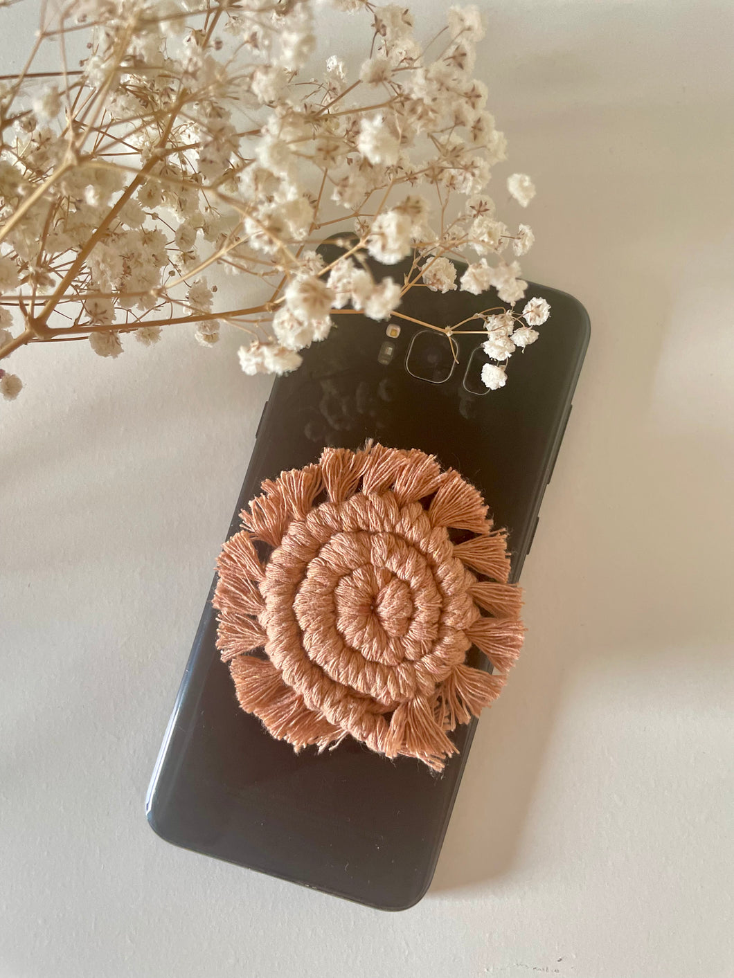 Handmade Macrame Spiral Phone Pop-Up Button