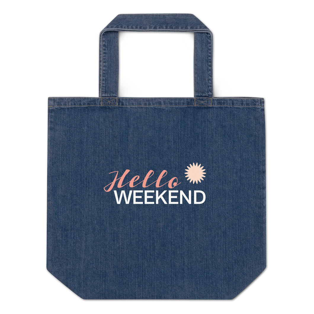 Organic denim tote bag